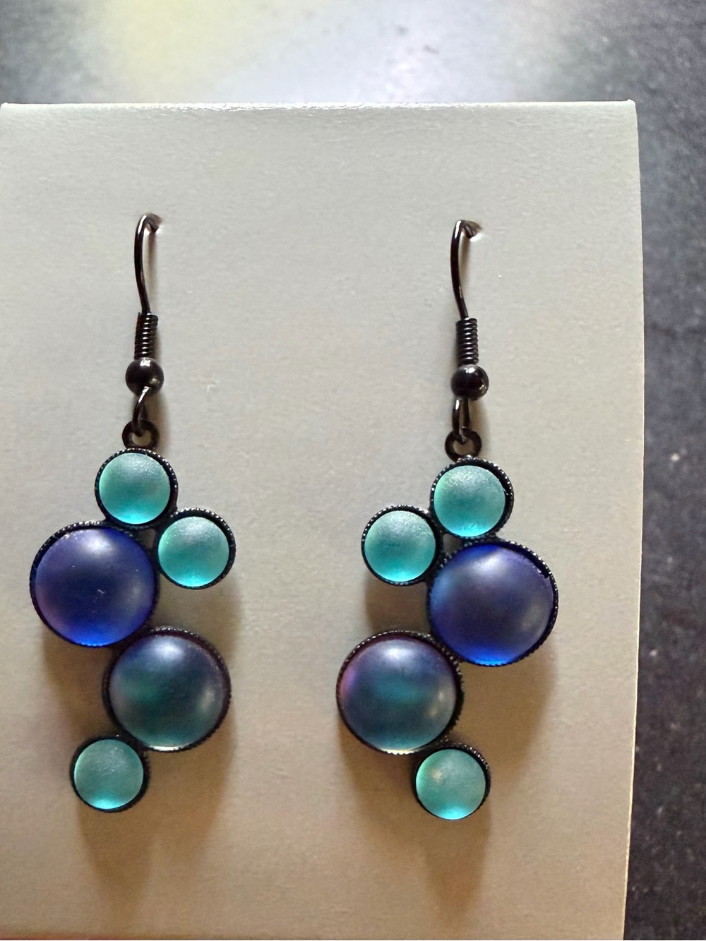 Blue and Teal Bubble Drop Earrings